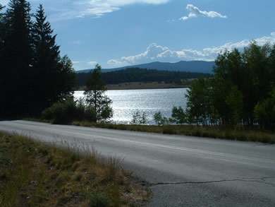 The view of Big Lake from the entrance of the campground