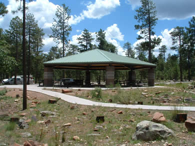 At the center of the campground, the ramada offers shade during the summer and large grills for larger groups.