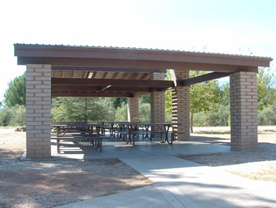 A covered group ramada at Dead Horse State Park