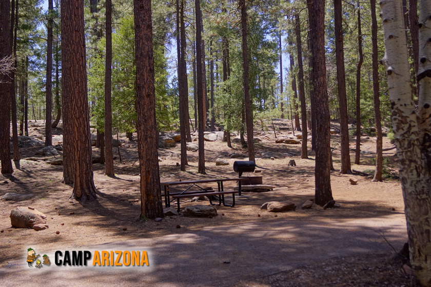 A campsite at Spillway Campground