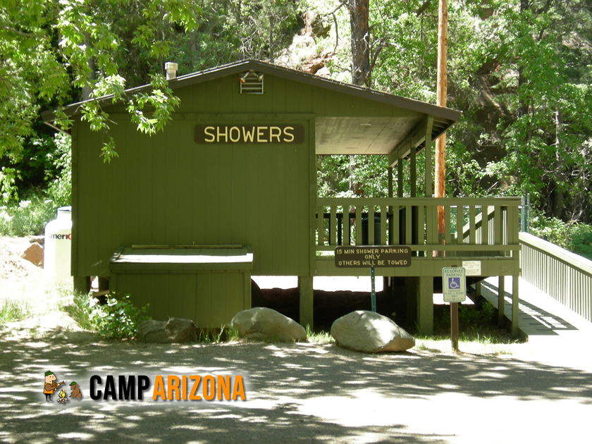 The coin operated shower facility at Cave Springs Campground - buy tokens at the general store