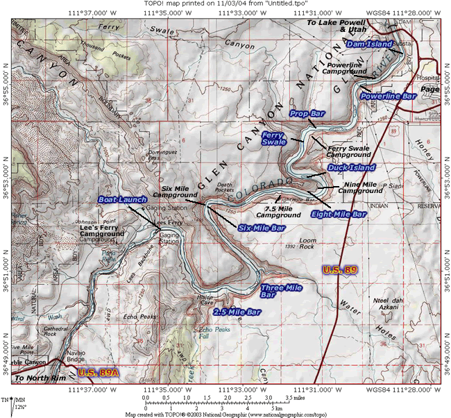 A map of Lee's Ferry