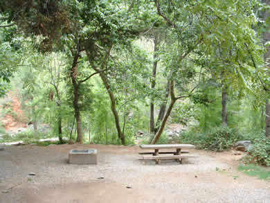 A campsite at manzanita campground.