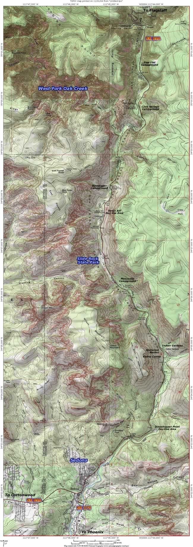 A map of the Oak Creek region