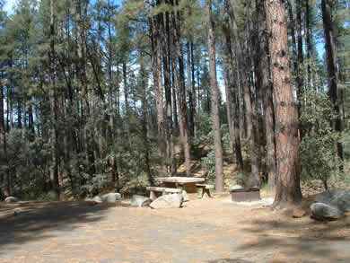 A campsite at White Spar Campground
